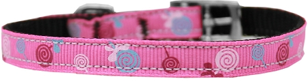 Lollipops Nylon Dog Collar with classic buckle 3/8" Pink Size 8